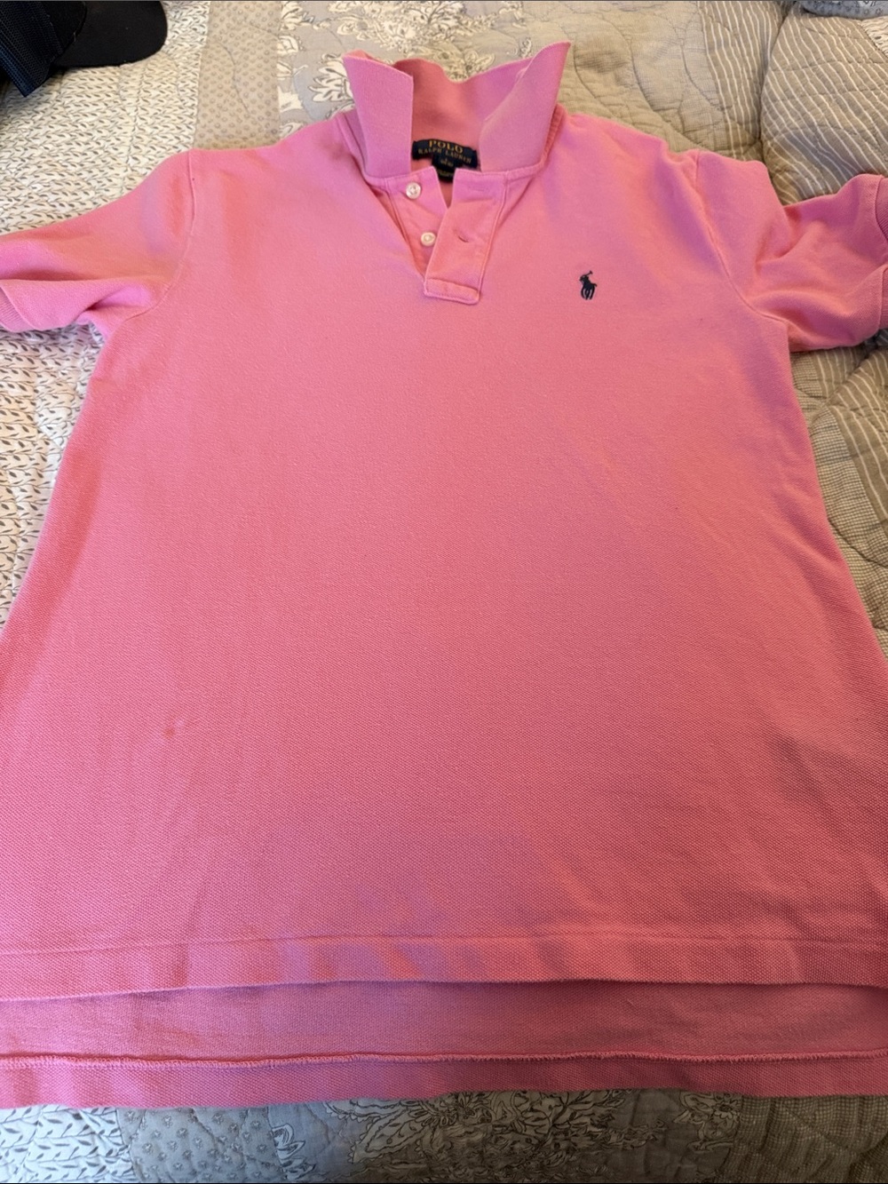 Ralph Lauren Pink Short Sleeve Polo with Navy Pony size 14/16